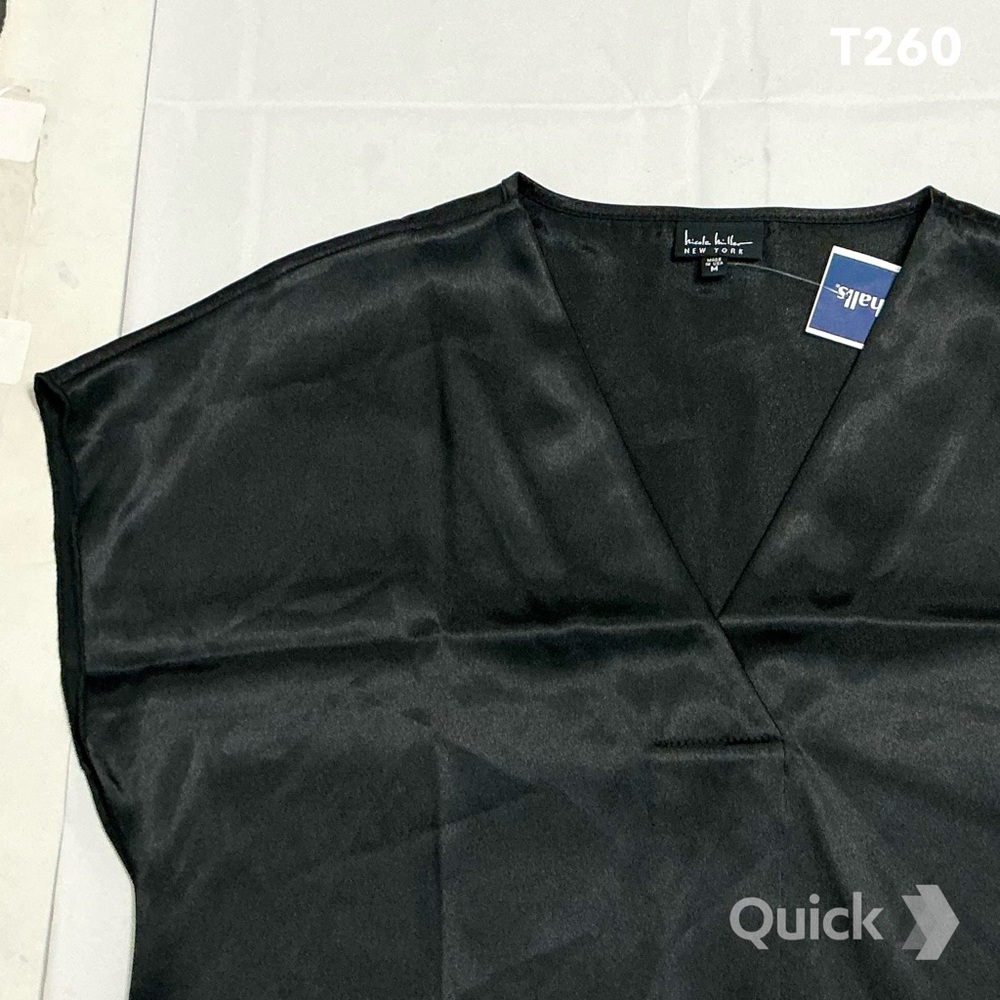 sz M - NWT Nicole Miller V Neck Satin Slip Top - Picture 2 of 8